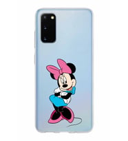 Samsung Galaxy S20 Kapak Minnie Mouse Tasarımlı Şeffaf Silikon Kılıf