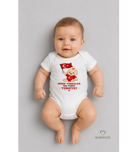 %100 Pamuk Milli Takım Taraftar Bebek Body Yenidoğan Çıtçıtlı Unisex Kısa Kol Badi Türk Bayraklı Zıbın