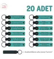Eğitim Atölyesi Grubuna Hediye 20'li Set, Kişiselleştirilebilir İsimli Anahtarlık, K Turkuaz & Laci (Koyu Turkuaz)