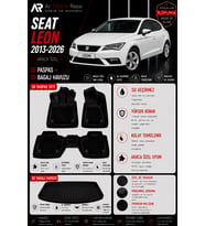 SEAT LEON 2013-2020 Araca Özel 3D Paspas + 3D Bagaj Havuzu