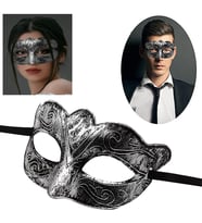 Maskeli B Antik Gri Gümüş Eskitilmiş Maske B Venedik