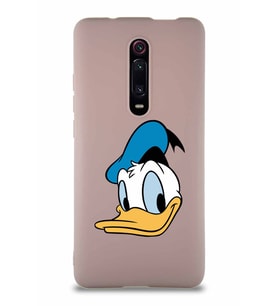 Xiaomi Mi 9T Soft Premier Kapak Donald Duck-B Tasarımlı Silikon Kılıf - Pudra (Şeffaf)
