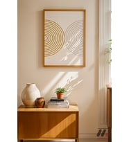 Altın Daireler Minimal, Ahşap Çerçeveli Duvar Tablosu - Modern Ev Dekorasyonu