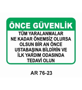 İŞ GÜVENLİĞİ UYARI LEVHASI 1 ADET PVC 21 X 29CM