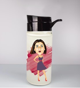 Kişiye Özel Karikatür Tasarım Özel Koruma Kılıflı Cam Matara 96047