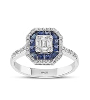 0.75 Karat Safir Baget Pırlanta Yüzük