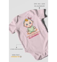 Sakin Görünüyorum Aldanma! v2 Baskılı Bebek Zıbını – Çıtçıtlı Body  %100 Pamuk Kısa Kol (Bebek Pembesi)
