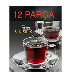 6 Kişilik Çay Fincanı Takımı, 12 Parça, 220 ml, şık ve kullanışlı set