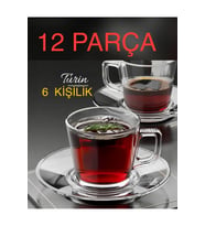 6 Kişilik Çay Fincanı Takımı, 12 Parça, 220 ml, şık ve kullanışlı set