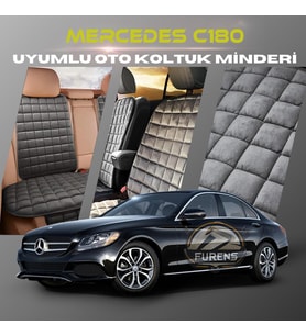 Mercedes C180 Antrasit Renk Tay Tüyü Cepli & Terletmez Sırtlı Oto Koltuk Minder Seti - Koltuk Koruma Kılıfı (ÖN & ARKA TAM SET)