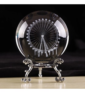 Dekoratif Metal Ayaklı Dönme Dolap 3D Cam Küre