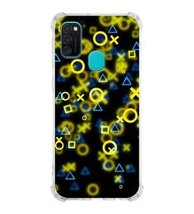 Samsung Galaxy M21  Köşe Korumalı Antişok Kapak  Semboller Tasarımlı Şeffaf  Kılıf