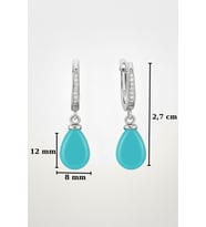 925 Ayar Gümüş Sallantılı Damla Turkuaz (Firuze) Taşlı Kadın Küpe  8×12 mm Turkuaz  3,2 cm