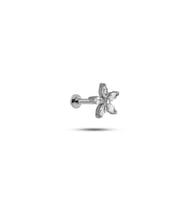 925 Ayar Gümüş Rodyumlu Minimal Kır Çiçeği Tragus Piercing Küpe