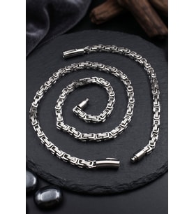 Paslanmaz Çelik Kral Model Erkek Kolye Zincir Ve Bileklik Set 6Mm 902928