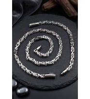 Paslanmaz Çelik Kral Model Erkek Kolye Zincir Ve Bileklik Set 6Mm 902928