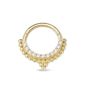 Sıra Taşlı Top Toplu Model Altın Helix Piercing