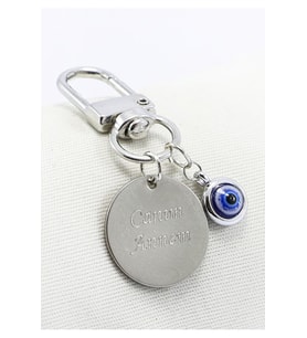Canım Annem Metal Nazar Boncuğu Metal Klipsli Cüzdan Süsü Charm Çanta Süsü Anneye Hediye