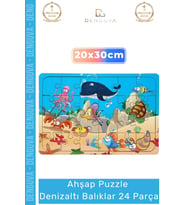 #Puzzle Eğitici Doğal Materyal Çocuk Gelişim Destekli Ahşap Puzzle Denizaltı Balıklar 24 Parça