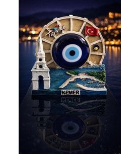 Kemer Temalı Nazar Boncuğu Biblo Ofis Masa Üstü Dekor & Şık Hediyelik (12×11 cm)