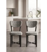 Sandalye 2 Adet Baby Face Kumaş Metal Ayak Modern Mutfak Sandalyesi Cafe Balkon Ofis Elma 9811 Antra