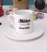 Maden Mühendisi Türk Kahvesi Fincanı Beyaz