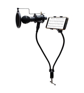 Powermaster KG-24 Metal Bir Telefon Bir Mikrofon Tutacağı Mikrofon Tutucu Youtuber Sunum İçin Tutacak