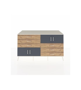 Kronos Konsol 2 Raflı 6 Çekmeceli 4 Kapaklı 176x59x99 Aytaşı-Antrasit/Çam