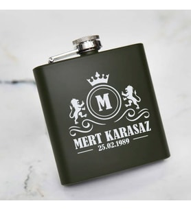 Kral Tacı Kişiye Özel Çelik İçki Matarası 6 Oz Yeşil