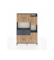 Arges Dolap 9 Raflı 2 Çekmeceli 6 Kapaklı 132x30x195 Antrasit-Çam/Antrasit