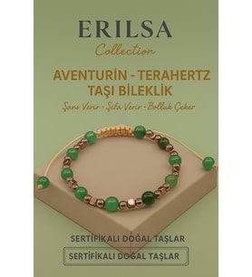 Sertifikalı Aventurin Terahertz Doğal Taş Bileklik - Şans Şifa Bolluk Enerji Dengesi (Çok Renkli)