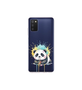 Samsung Galaxy A03S ile Uyumlu Splash Panda Tasarımlı Şeffaf Silikon Kılıf