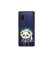 Samsung Galaxy A03S ile Uyumlu Splash Panda Tasarımlı Şeffaf Silikon Kılıf
