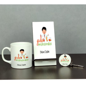 Gıda Mühendisi Üçlü Set (Kupa + Telefon Standı + Anahtarlık)