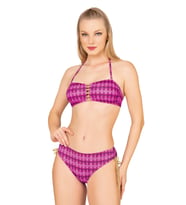 Endeep Kadın Pembe Parıltılı Straplez İp Detaylı Bikini Takımı