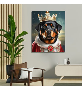 Tekli Dikey Kanvas Duvar Tablosu Kral Kostümlü Labrador Köpek