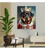 Tekli Dikey Kanvas Duvar Tablosu Kral Kostümlü Labrador Köpek