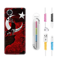 Huawei Nova Y70 Y90 Nova 9 SE  Kılıf Kablo Koruma Spiral Silikon Wolf and Moon 2 1381