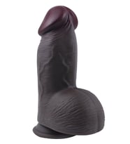 Censan Gerçekçi Tasarımlı Geniş Çaplı Vakum Tabanlı Silikon Dildo 21 cm Siyah