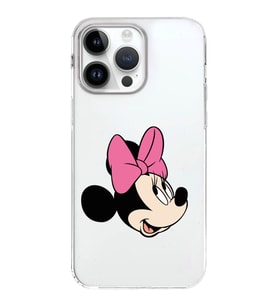 Apple iPhone 14 Pro Uyumlu Kapak Minnie Mouse Tasarımlı Şeffaf Silikon Kılıf