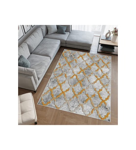 Rovigo Home Dijital Baskı Yıkanabilir Kaymaz Taban Salon Halısı RVG0643 (Kahverengi)