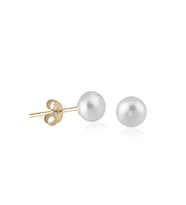 Pearly İncili Altın Küpe