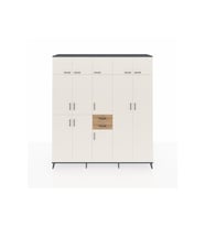 Hyperion Dolap 10 Raflı 2 Çekmeceli 3 Askılı 220x44x243 Antrasit-Aytaşı/Çam