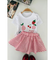 Miniğimin Cicileri Meyve İşlemeli Pötikare 2 Li Kız Çocuk Takım - Pembe
