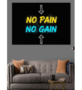 No Pain No Gain Yazısı Dekoratif Kanvas - Mdf Ahşap Tablo