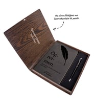 Kitap Formunda Ahşap Kutuda Öğretmenlere Özel Kişiselleştirilebilir Siyah Defter-Kalem Seti