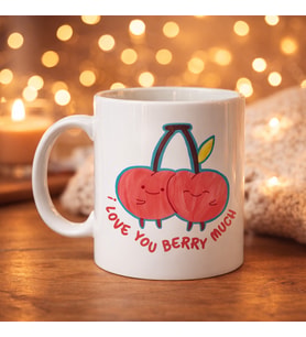 Northcity I Love You Berry Much Tasarımlı Porselen Kahve Kupası – Sevimli Kiraz Desenli Hediye Fincanı