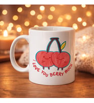 Northcity I Love You Berry Much Tasarımlı Porselen Kahve Kupası – Sevimli Kiraz Desenli Hediye Fincanı