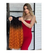 PerukAvm Luxury kıvırcık Yarımay+2 Yan Çıtçıt Siyahbakır Seri