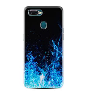 Oppo A5S A15 A16 A54 A55 A73 A74 Kılıf Desemli Silikon Blue Fire 1678